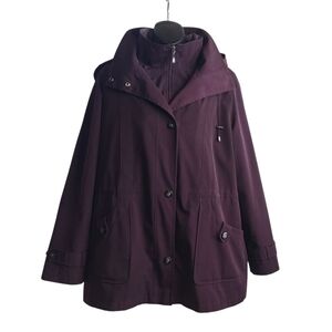 Gallery Women's Purple Removable Hood/Liner ZIP Up Coat Size Large